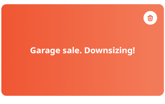 Garage Sale. Downsizing.